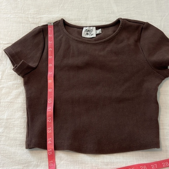 Princess Polly Classic Crop Tee Brown Size 4 Ribbed - Picture 8 of 10
